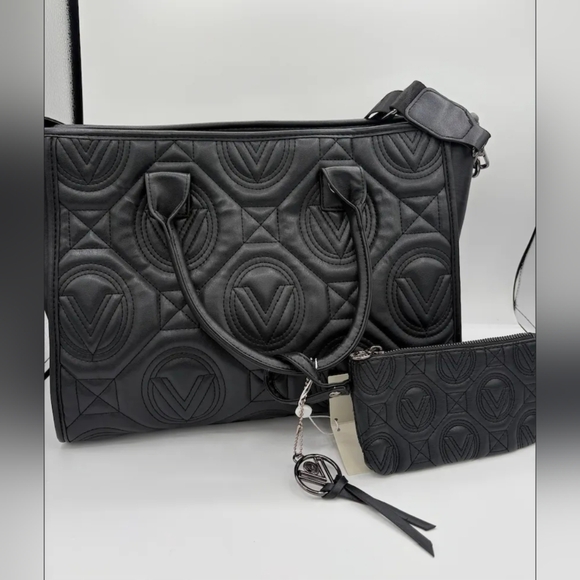 NWT Valentino Orlandi Black Quilted Tote Set - Picture 9 of 9